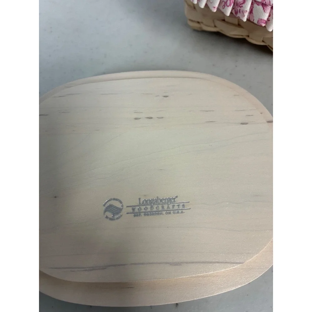 Longaberger Horizon of Hope Basket‎ Whitewash Wood Lid Pink Floral Liner